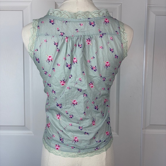 Cottagecore fairycore green lace floral tank top - Picture 2 of 3